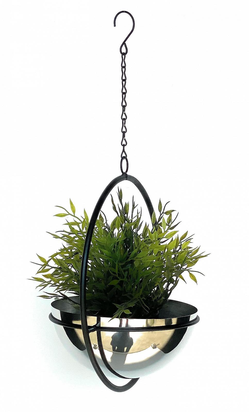 Підвісний кошик DanDiBo 96087 M Металевий 53 cm з горщиком Сріблястий/Чорний, фото №5
