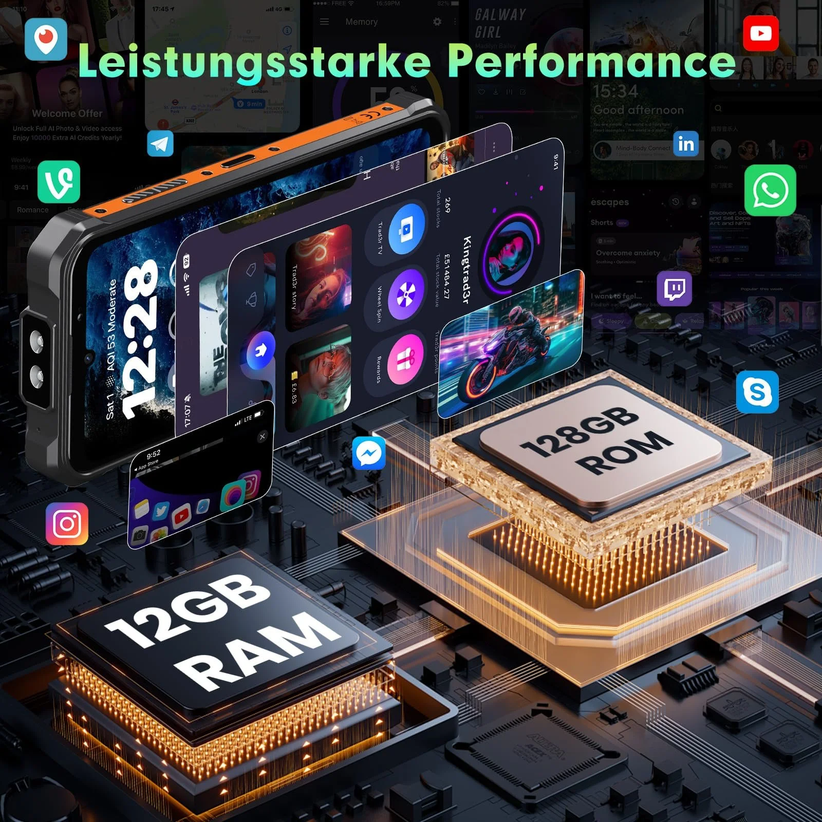 Смартфон FOSSiBOT F110L Outdoor 10000 мАгод 6.745 дюйма 12GB + 128GB 50MP NFC Android 15, фото №3