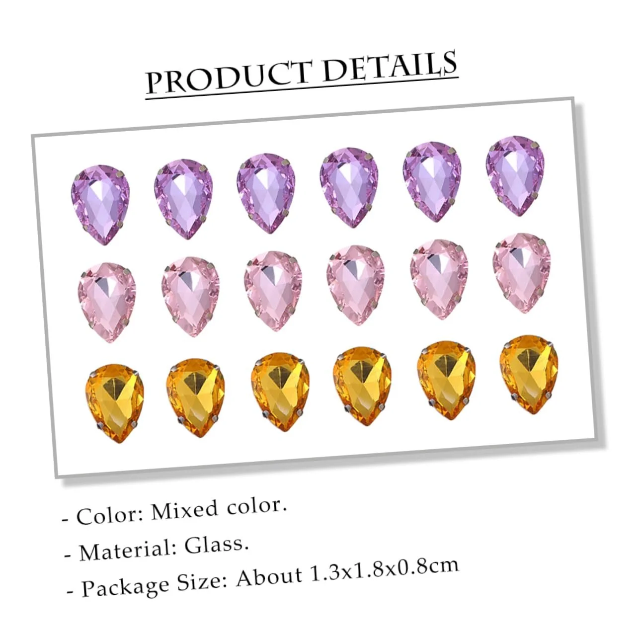 Стразы Стеклянные Lurrose 100 шт. Каплевидной формы Смешанные цвета, фото №9