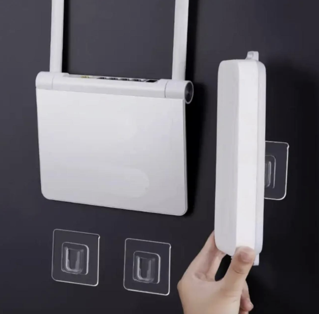 Самоклеючий тримач-фіксатор для роутера, подовжувача пульта та інших пристроїв 10 шт Прозорий, фото №4