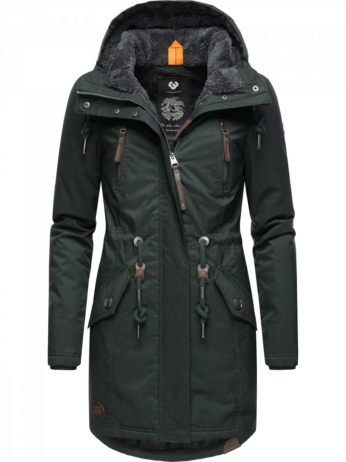 Жіноче зимове пальто Ragwear Elsie Melange, утеплене, парка, довге, водонепроникне з капюшоном, фото №2