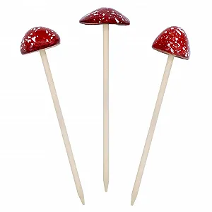 Садовый колышек Декоративный гриб из керамики 24 x 6 см Набор из 3 штук - Фото 1