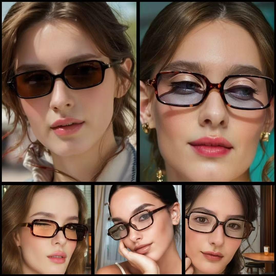 Сонцезахисні окуляри Класичні прямокутні Ретро Тонкі лінзи Вінтажні Прямокутні, фото №4