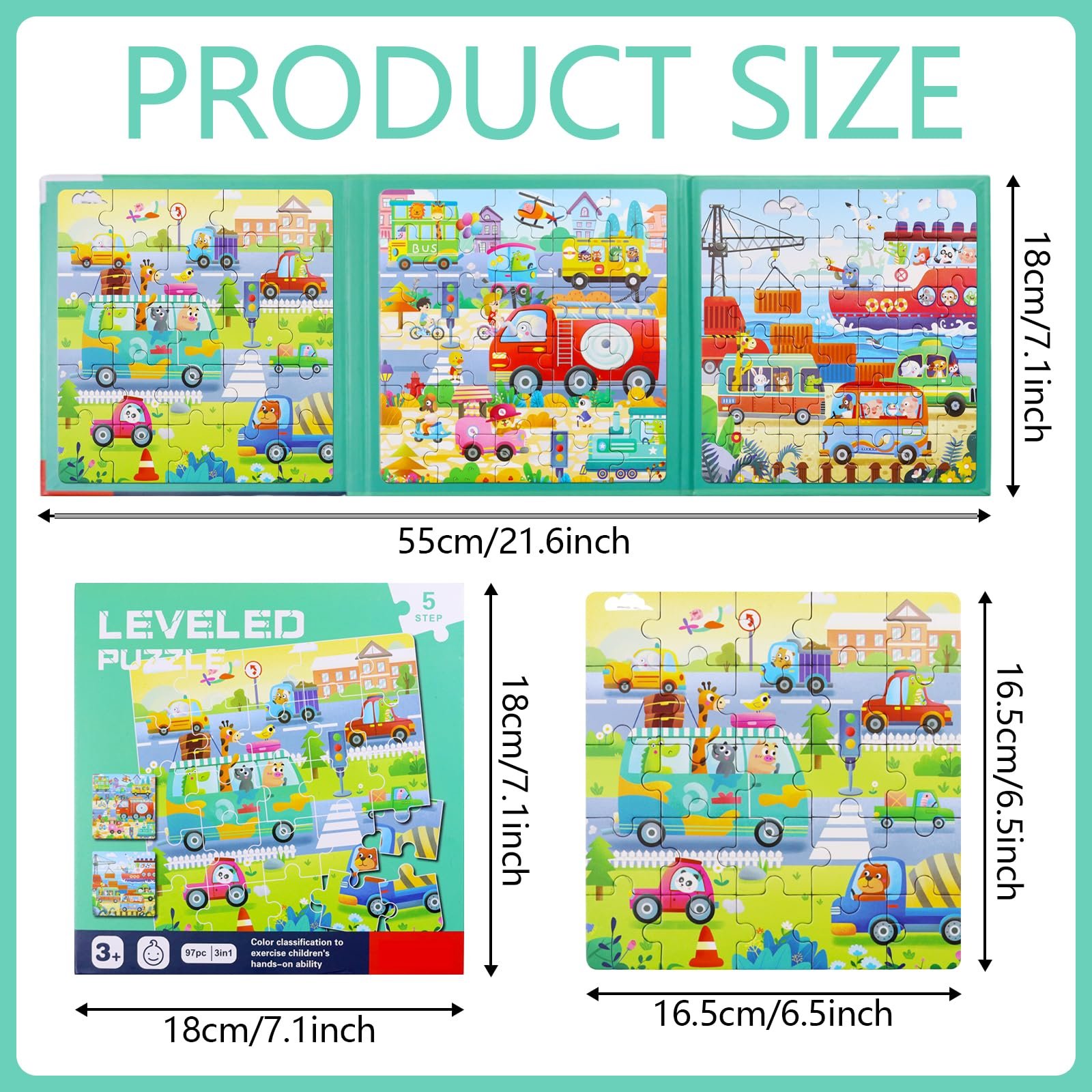 Магнітний пазл 3-в-1 Дорожній рух 25-30-42 елементи, фото №2