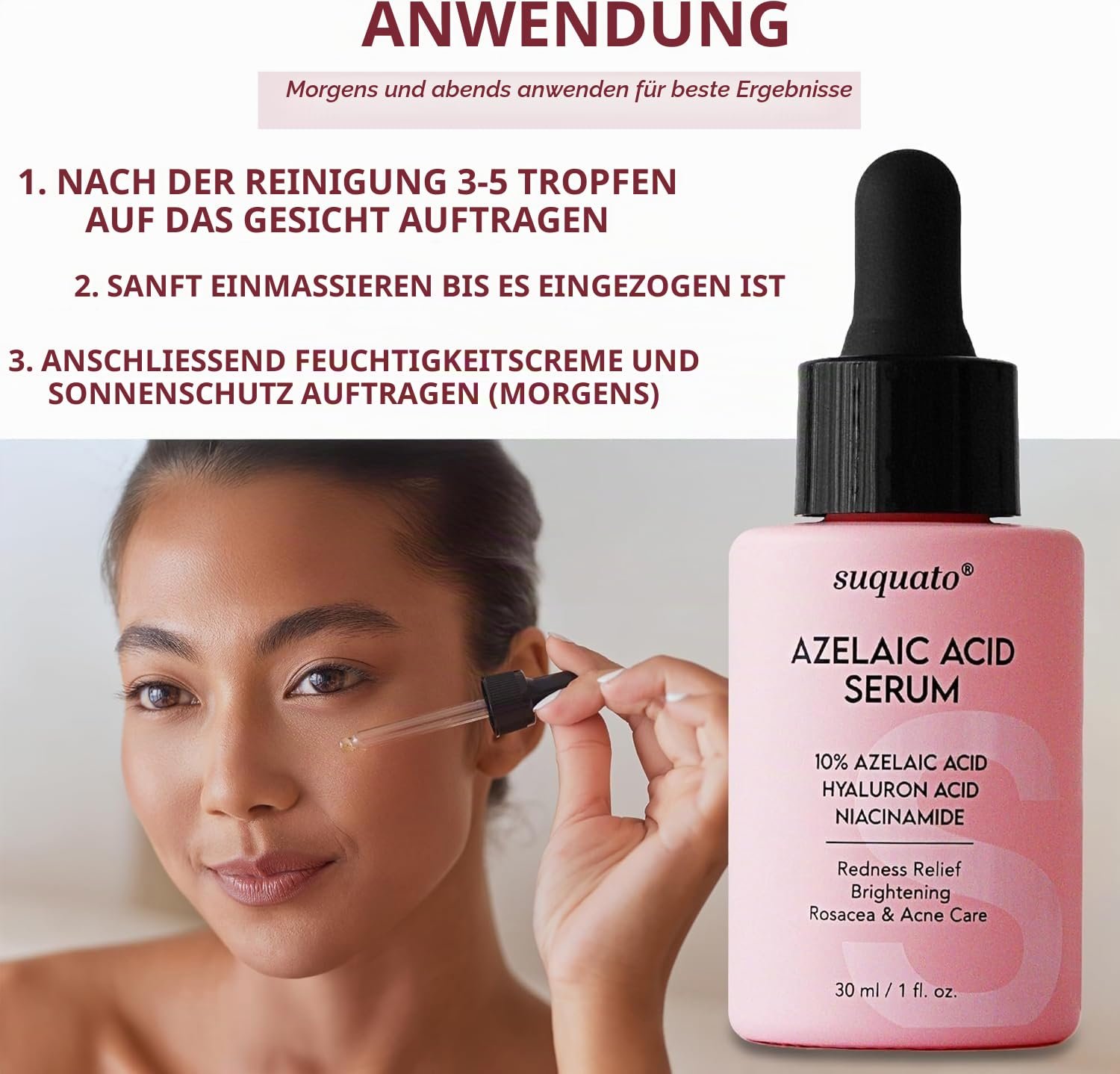 Сироватка для обличчя Suquato Azelaic Acid 10% Niacinamide Hyaluronic Acid 60 мл, фото №5 Сироватка для обличчя Suquato Azelaic Acid 10% Niacinamide Hyaluronic Acid 60 мл, фото №5