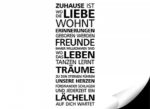 Наклейка на стіну E029 "Zuhause ist wo die Liebe wohnt" 49 x 130 см Чорна synthetic.ua - Фото 1