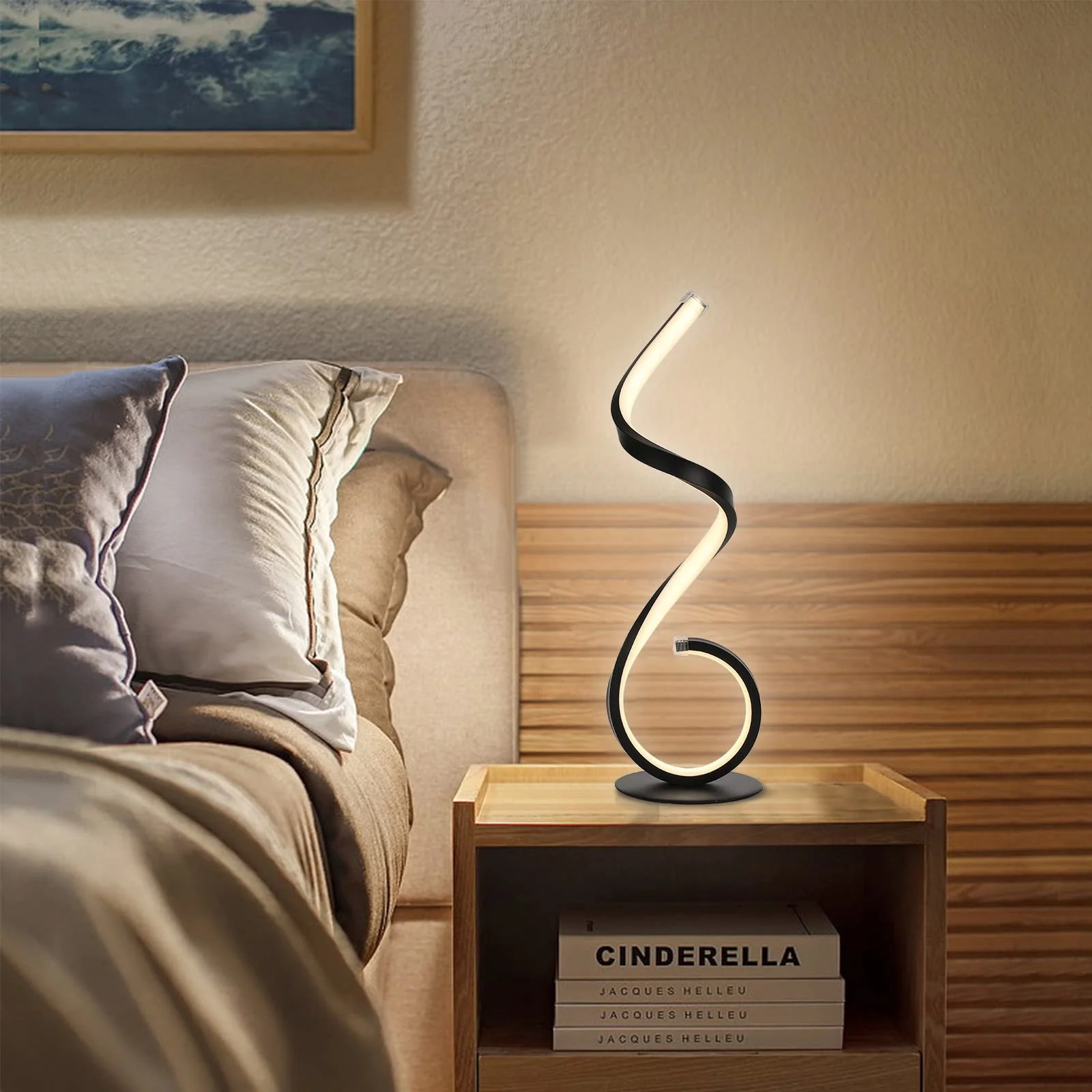 Настольная лампа LED спиральный дизайн, 22 Ватт, с регулировкой яркости, 3 режима цвета, 10 уровней яркости, черная, фото №8