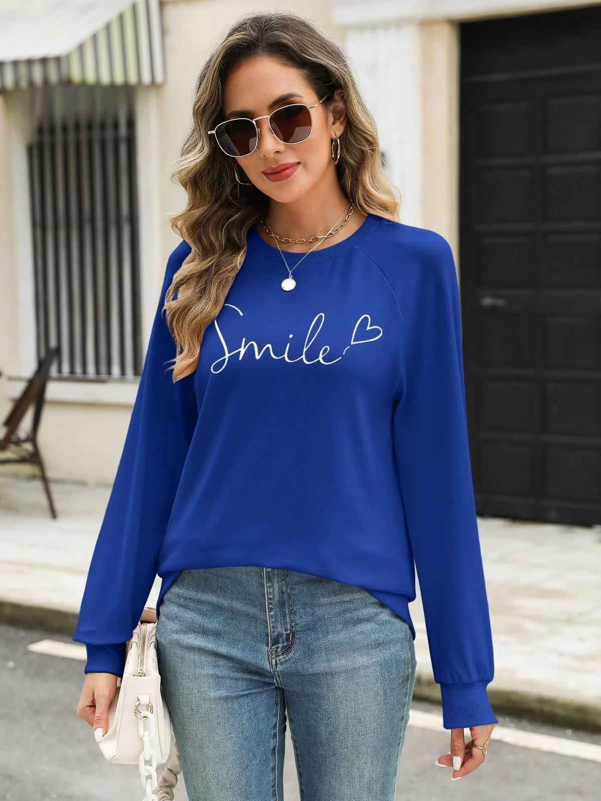 Женский Пуловер Onsoyours Джемпер с круглым вырезом Весна Длинный рукав Свитшот Повседневный Базовый Топ, фото №3