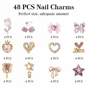 Украшения для ногтей 48 шт., набор украшений для ногтей со стразами, 3D украшения и драгоценные камни для ногтей, аксессуары для ногтей, стразы synthetic.ua - Фото 1
