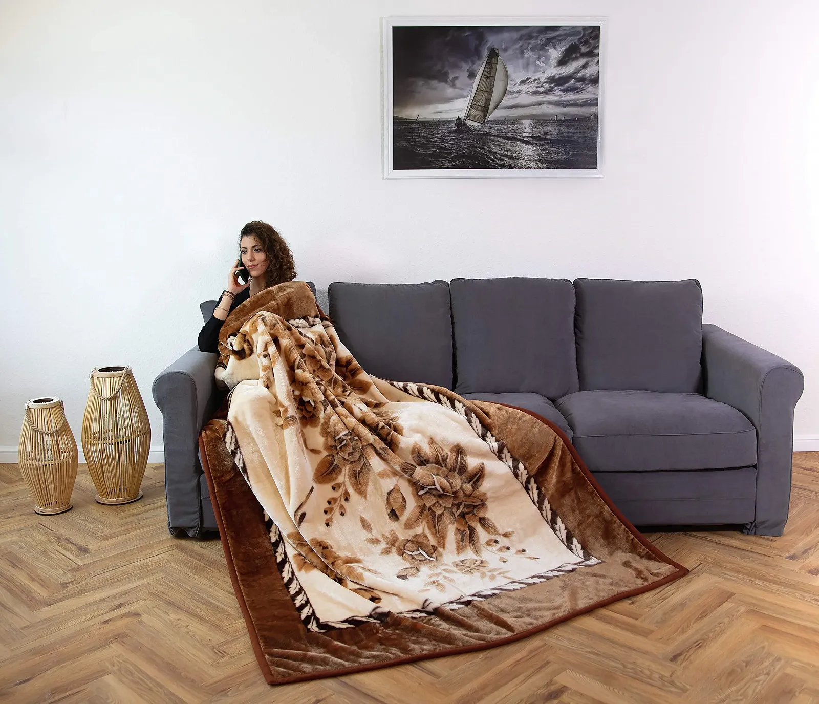 Плед Hafix Шерстяний 160 x 220 см Коричневий, фото №2 Плед Hafix Шерстяний 160 x 220 см Коричневий, фото №2