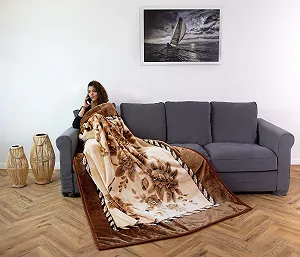 Плед Hafix Шерстяний 160 x 220 см Коричневий synthetic.ua - Фото 1