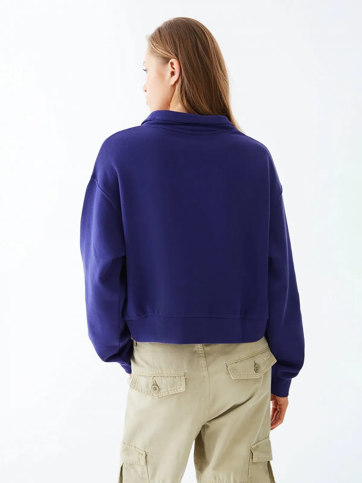 Свитшот LTB Jeans Nopele - Короткий приталенный хлопковый пуловер на молнии - Синий размер M, фото №4