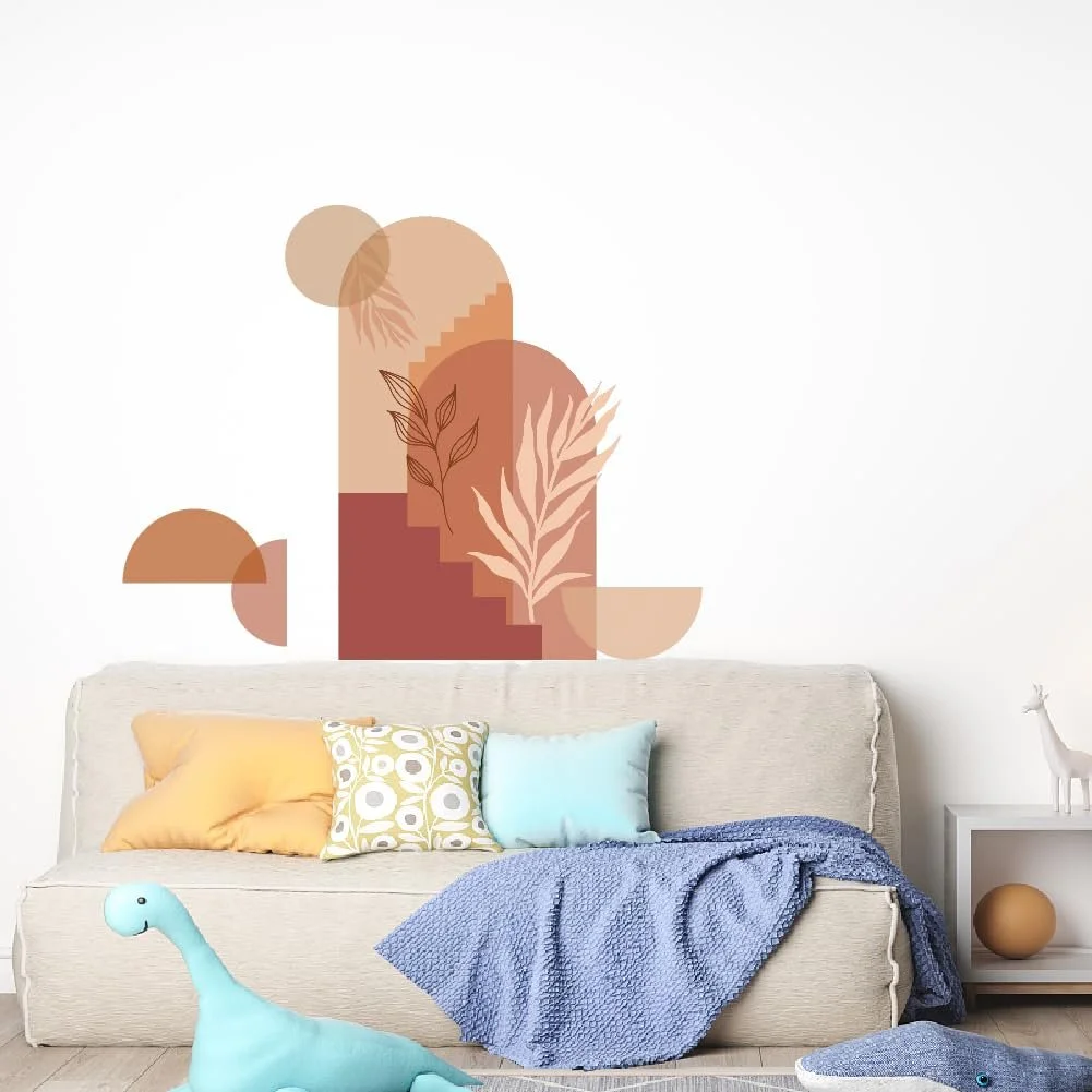 Настінна наклейка SUPERDANT Boho Bohemian Flower Arch Plants Botanical Colour Block Geometric Vinyl Знімна, фото №3