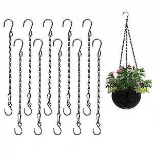 Ланцюг для підвісних кошиків 10 штук 11.4 дюйма метал з S-подібними гачками Black - Фото 1