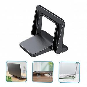 Подставка для ноутбука Yardenfun складная из высококачественного PC материала, эргономичная, регулируемая по высоте для лучшей циркуляции воздуха и здоровой осанки, черная synthetic.ua - Фото 1