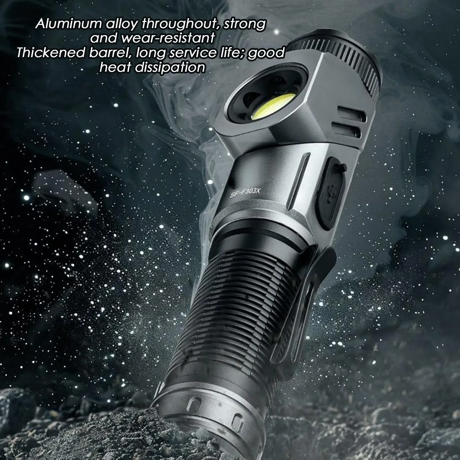 Ліхтар LED Акумуляторний ліхтар Магнітний акумуляторний з регульованою на 90 градусів голівкою Легкий портативний для нічних походів, ремонту автомобілів, дому, гаража, фото №3