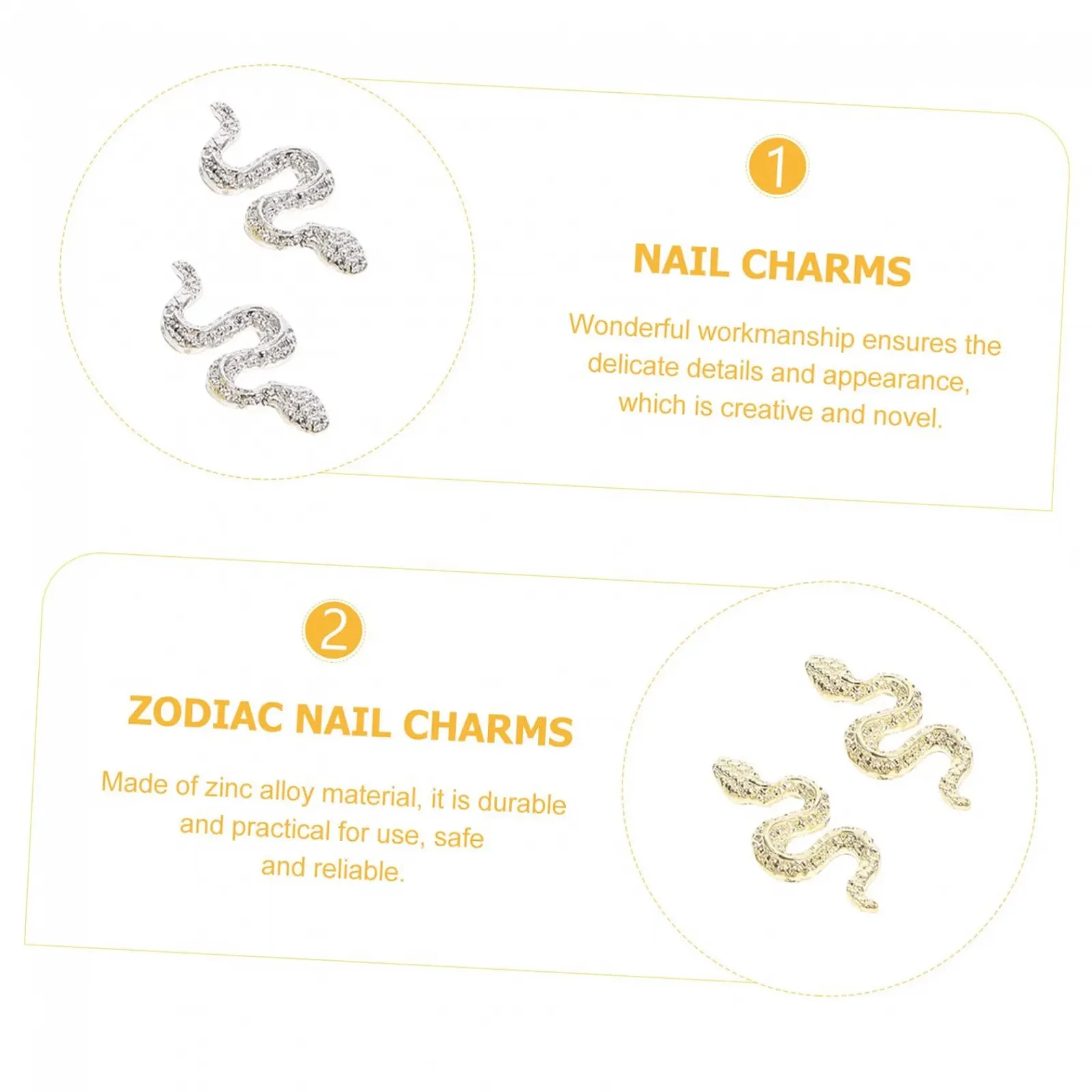 Подвески для ногтей Healvian Змеи 40 шт. Цинковый сплав для акриловых ногтей и аксессуары для самодельного дизайна ногтей для женщин, фото №2