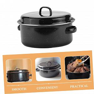 Жаровня INOOMP емальована з кришкою термостійка synthetic.ua - Фото 1