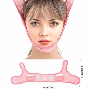 V-образная маска TIESOME для подтяжки лица, розовая, полиэстер, для уменьшения двойного подбородка synthetic.ua - Фото 1
