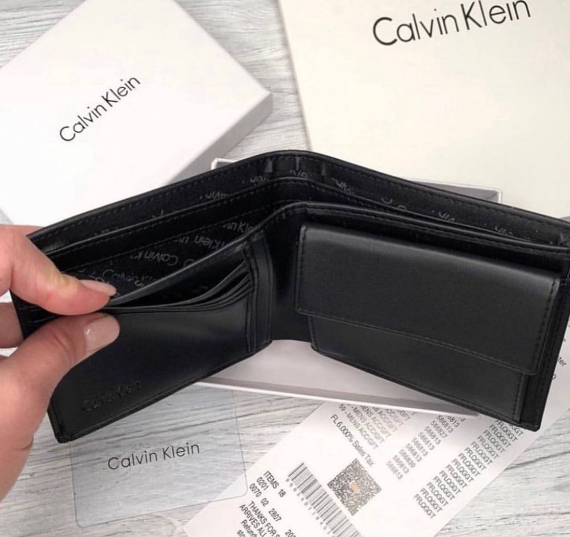 Мужской брендовый кошелек из натуральной кожи в подарочной упаковке Calvin Klein, фото №4