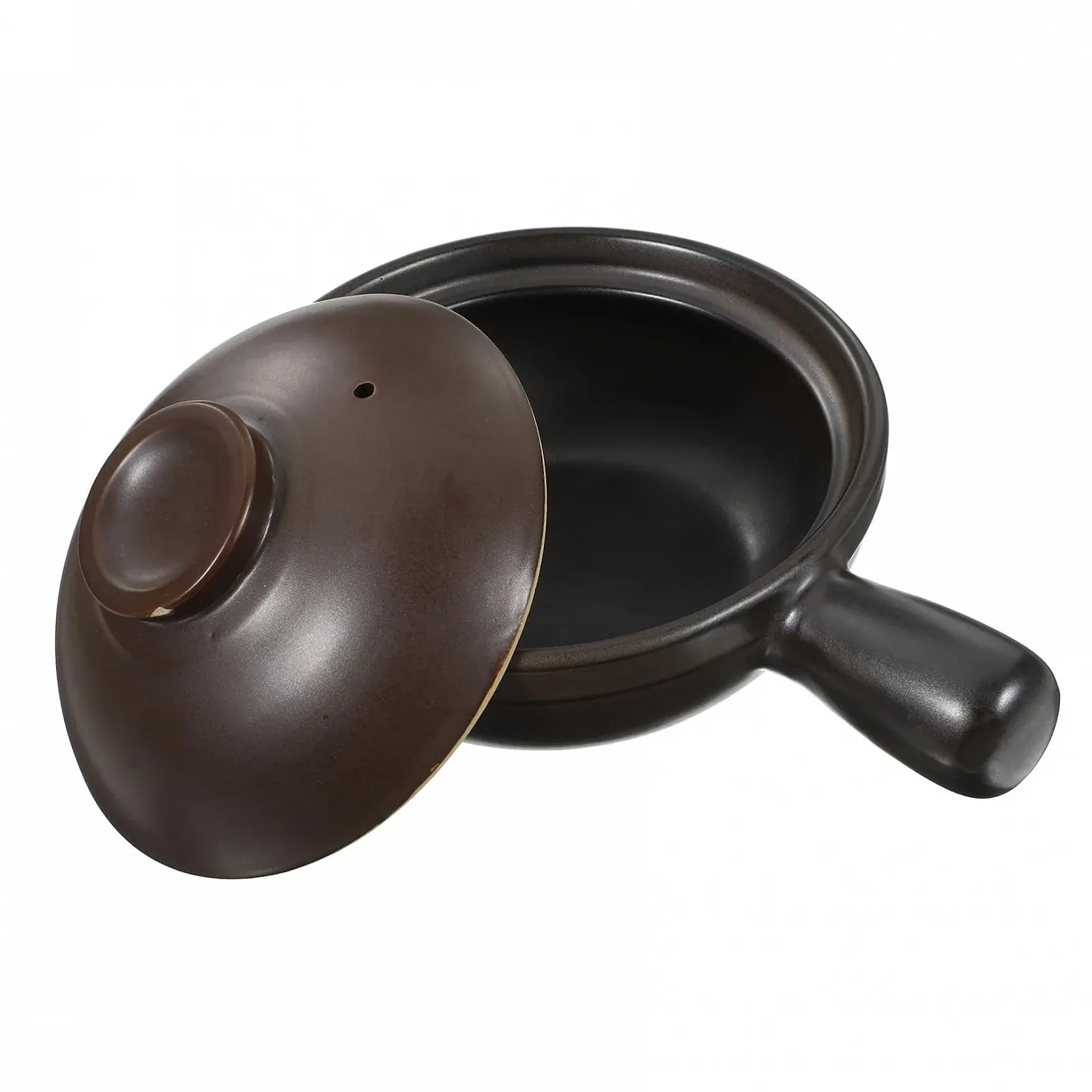 Кастрюля-жаровня керамическая традиционная малая с крышкой и ручкой, фото №1