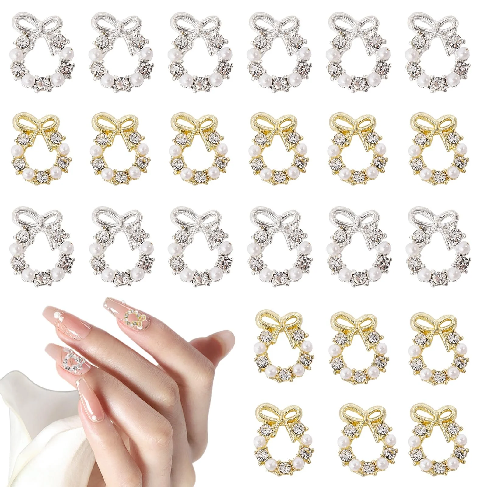 Украшения для ногтей Венок CHGCRAFT Рождественский 3D 9.5 мм x 12 мм, 40 шт, 2 цвета, фото №1