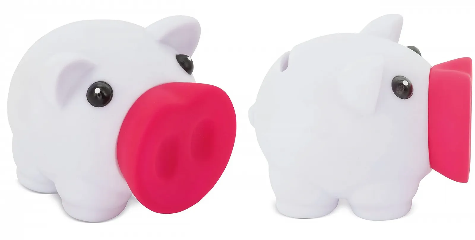 Копилка-поросенок из мягкой резины 10 x 7.5 x 8 см 75 г White Fuchsia, фото №3