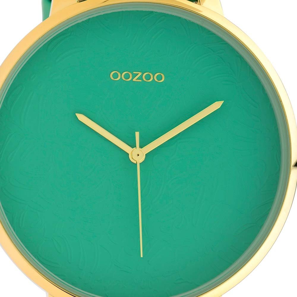 Женские часы Oozoo C10573 Дизайнерский циферблат Кожаный ремешок 48 мм Biscay Green, фото №2