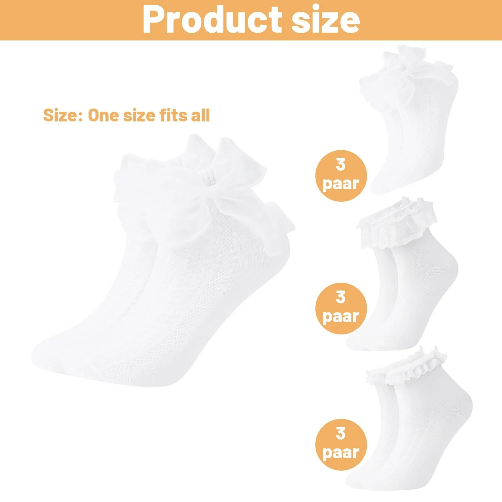 Носки с оборками Женские Белые носки с оборками Кружево с бантом Элегантные носки для молодых женщин Дышащие хлопковые носки-следки Балетные носки Элегантные милые носки принцессы, фото №2