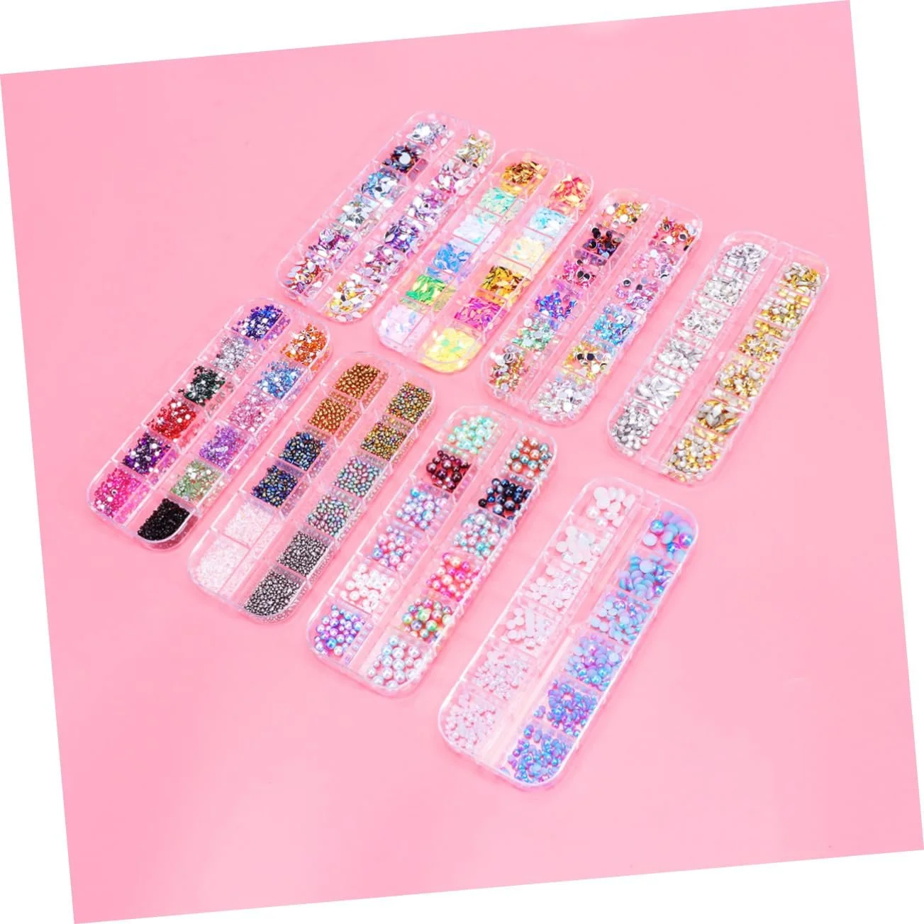 Блестки для ногтей Набор для маникюра Аппликации Украшения Набор ювелирных изделий Материал Лошадиный глаз 8 коробок, фото №3