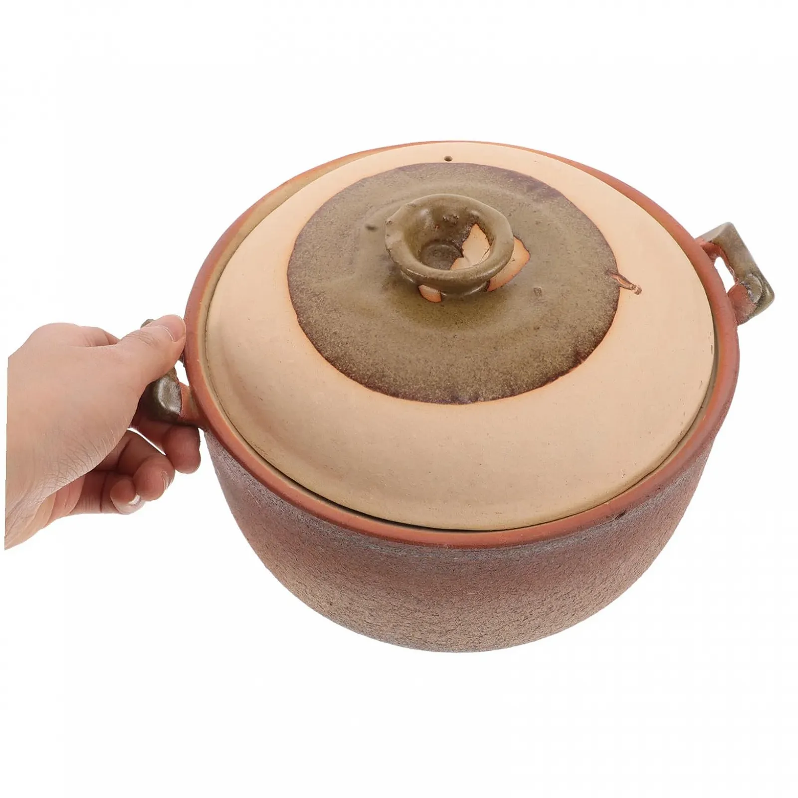 Горщик глиняний BESPORTBLE Теракотовий з кришкою та ручкою, фото №4