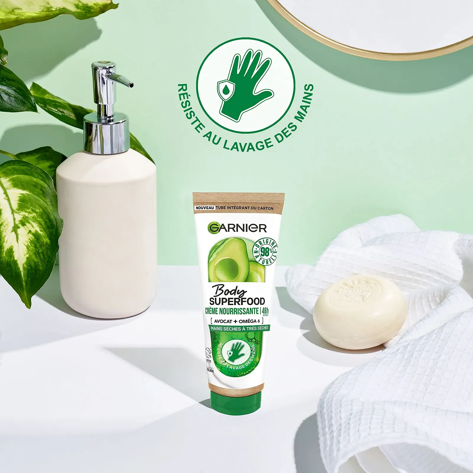 Крем для рук Garnier Body Superfood Питательный с авокадо и омега 6 - веганская формула с 98% натуральных ингредиентов - для очень сухой кожи рук - 75 мл, фото №4