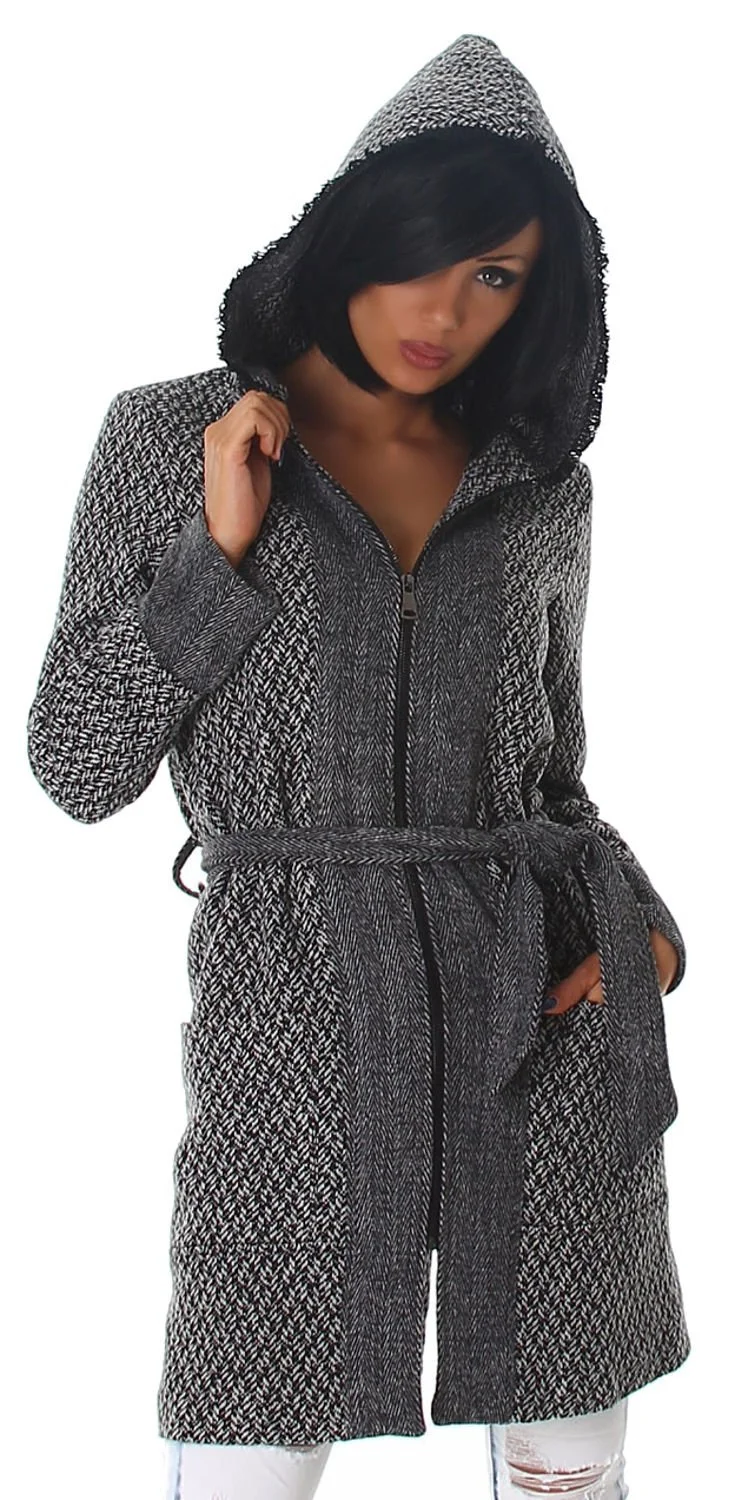 Короткое пальто Voyelles с поясом и капюшоном, фото №3 Короткое пальто Voyelles с поясом и капюшоном, фото №3