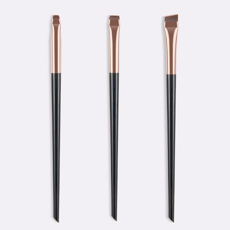 Набір інструментів для косметики Augenbrauen Eyeliner Blending Lippenstift, 3 шт., дерев'яна ручка, чорний колір, фото №3