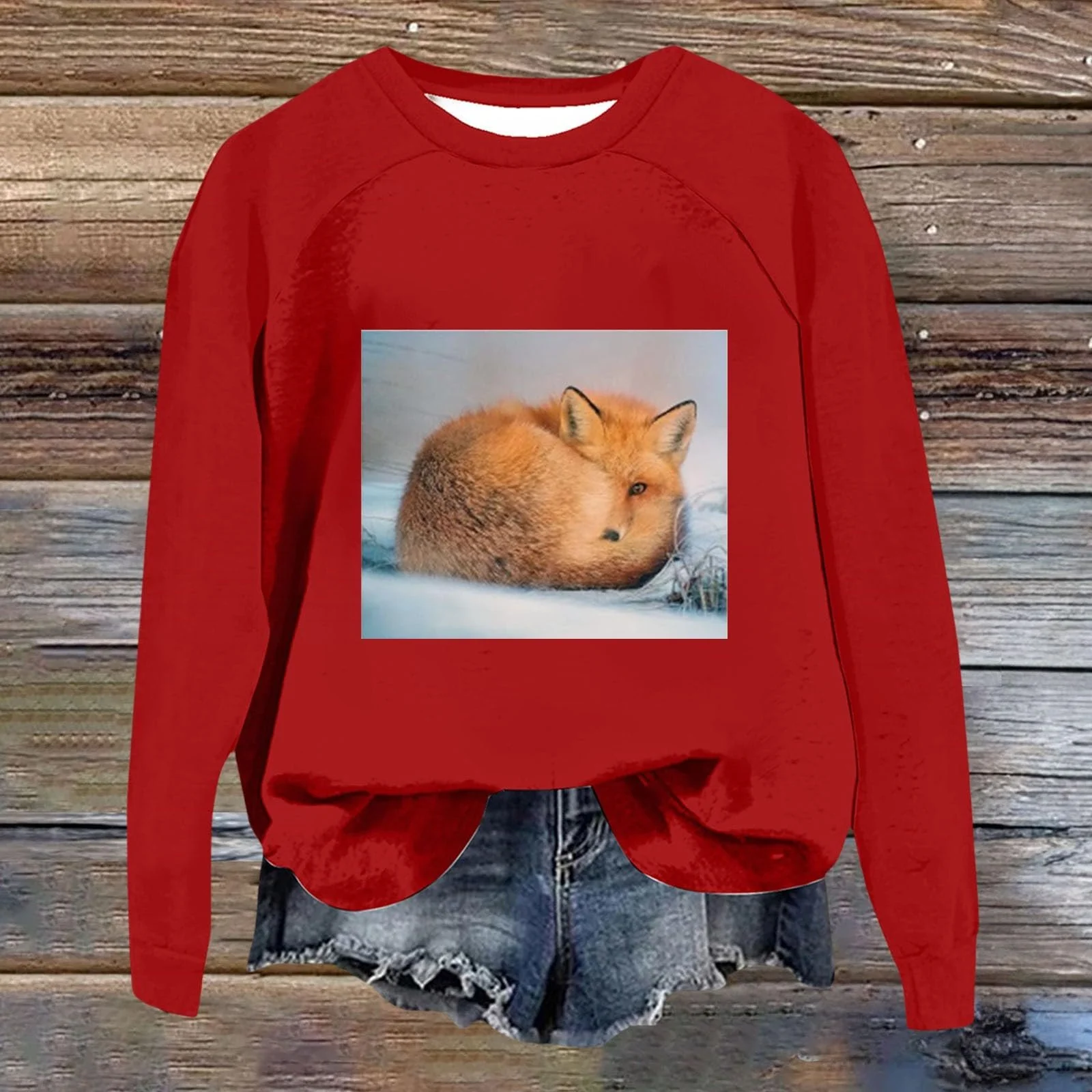 Рождественский свитер Женский Осенне-зимний Теплый Цветной блок Свободный Круглый вырез Без капюшона Легкий свитшот для женщин, фото №2