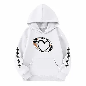 Худі для дівчинки, флісовий пуловер з капюшоном, R футбольний принт, спортивний унісекс - Фото 1