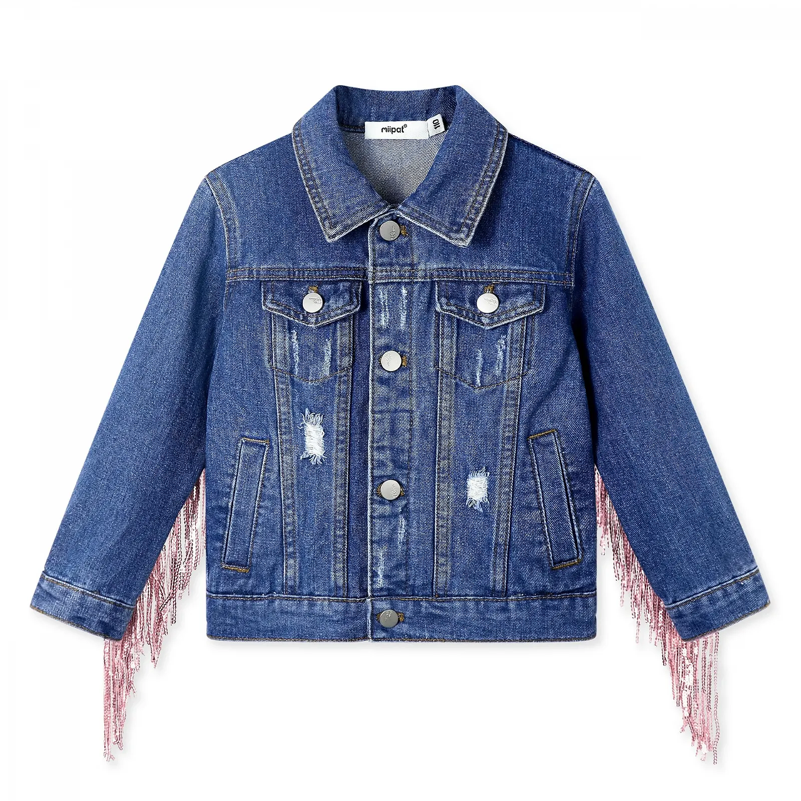 Джинсовая куртка Miipat для девочек, модная с блестками, детская джинсовая куртка для девочек от 18 месяцев до 11 лет, фото №9
