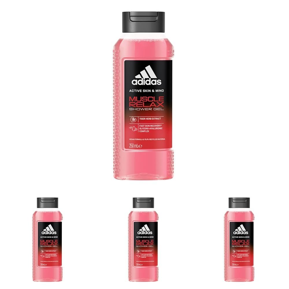 Гель для душу Adidas Active Skin & Mind Muscle Relax для чоловіків Зволожуючий 4 x 250 мл, фото №1