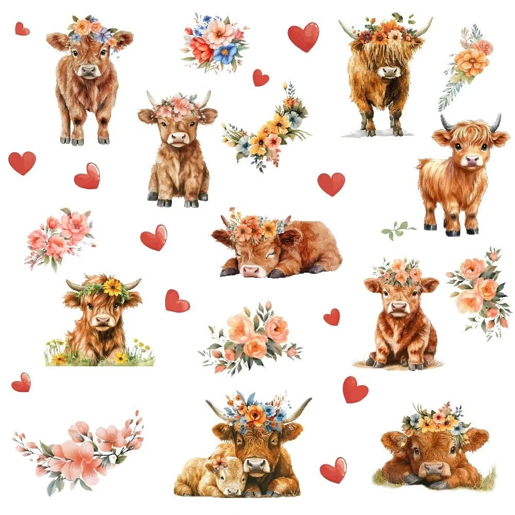 Наклейка на стіну SUPERDANT Хайлендська корова Акварель Вінілова 96 x 30 см, фото №3