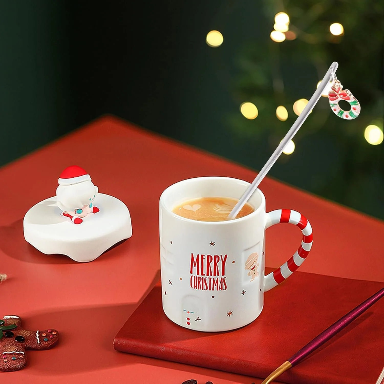 Набор из 6 рождественских ложек, маленькие бытовые ложки, десертные ложки, рождественские кофейные ложки, маленькие ложки, набор столовых приборов из нержавеющей стали, для чая, супа, подарочная упаковка, фото №3