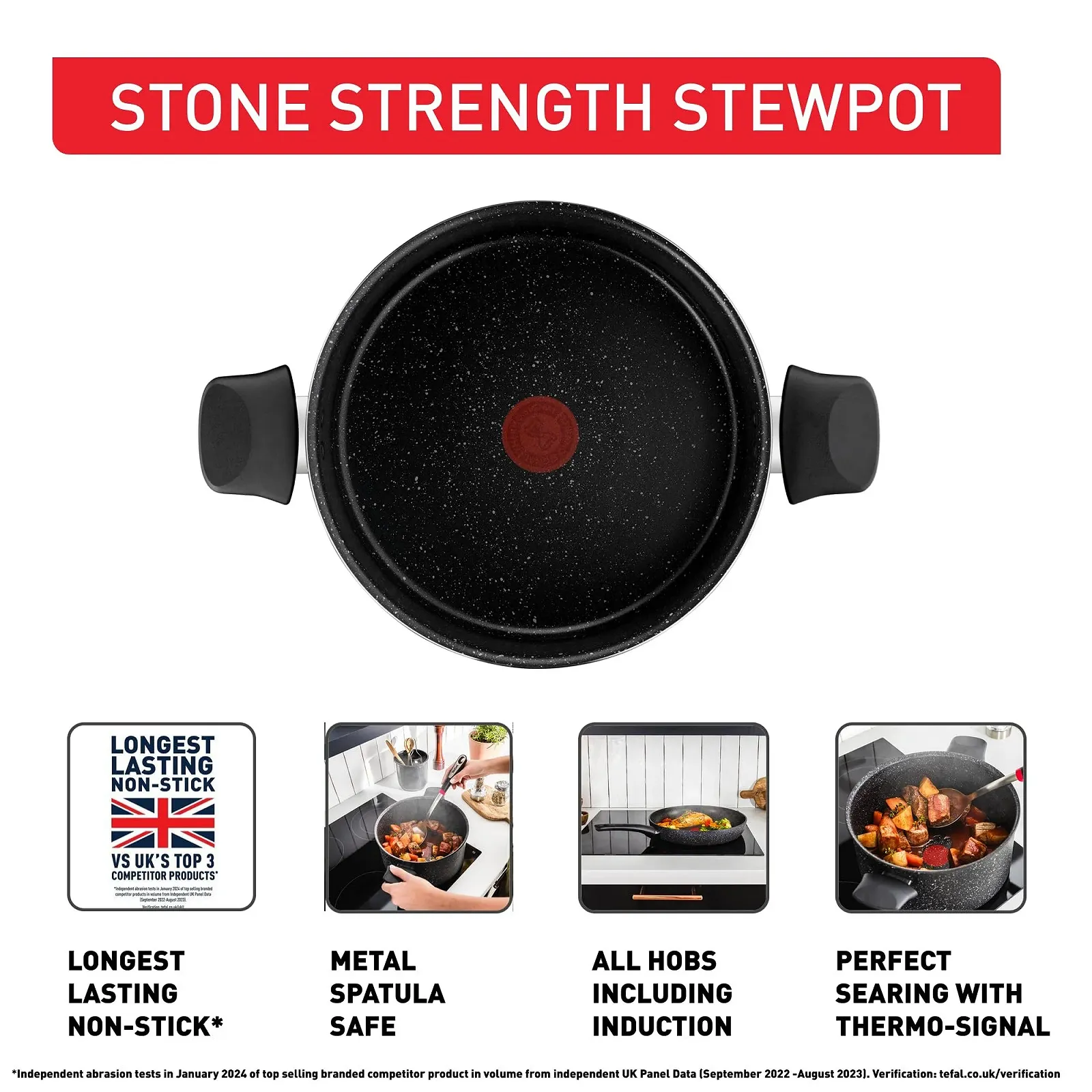 Каструля Tefal 24 см Алюміній Stone-Proof Антипригарне покриття, Для індукційних плит, фото №3