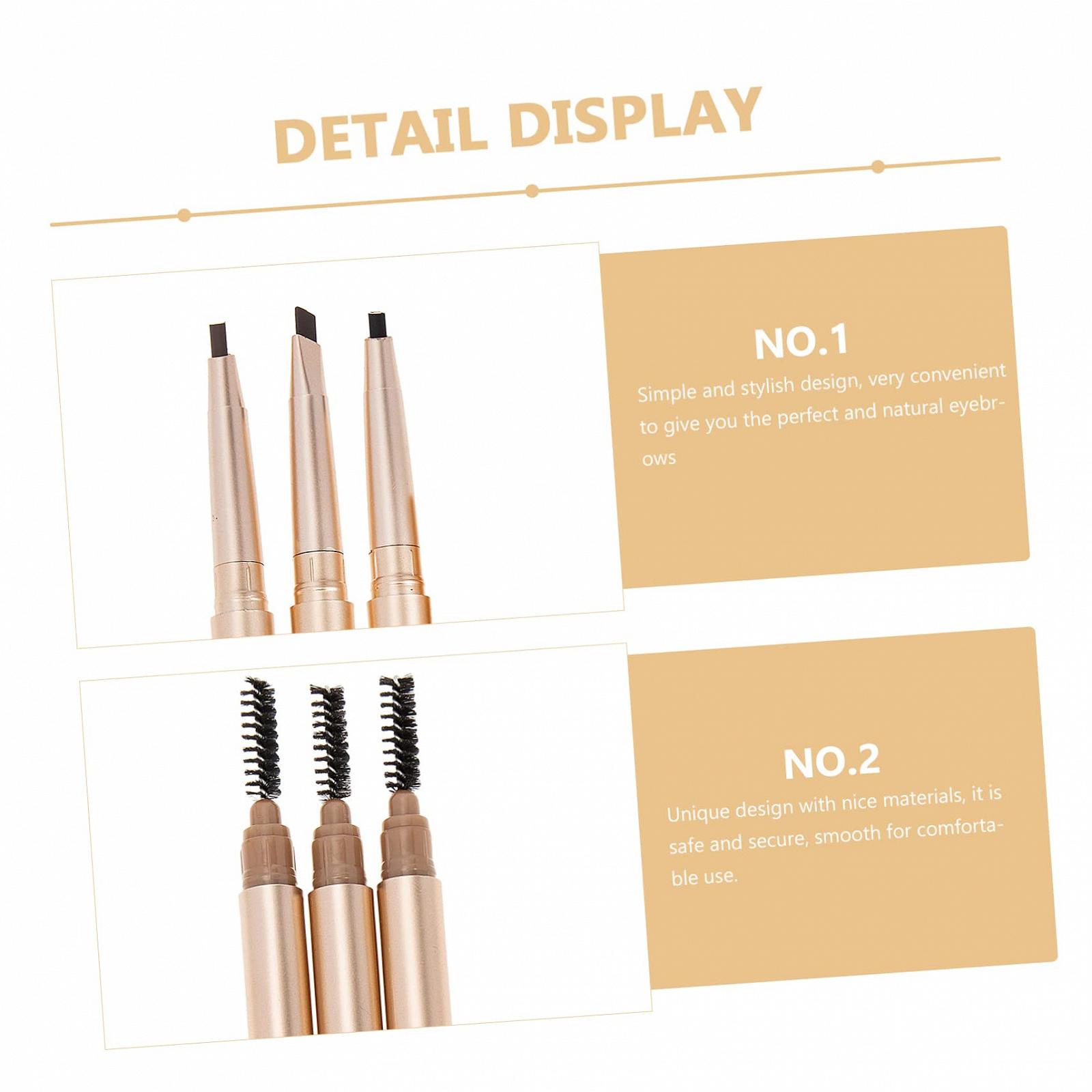 Олівець DOITOOL 3St двосторонній для брів стійкий темно-коричневий, фото №7