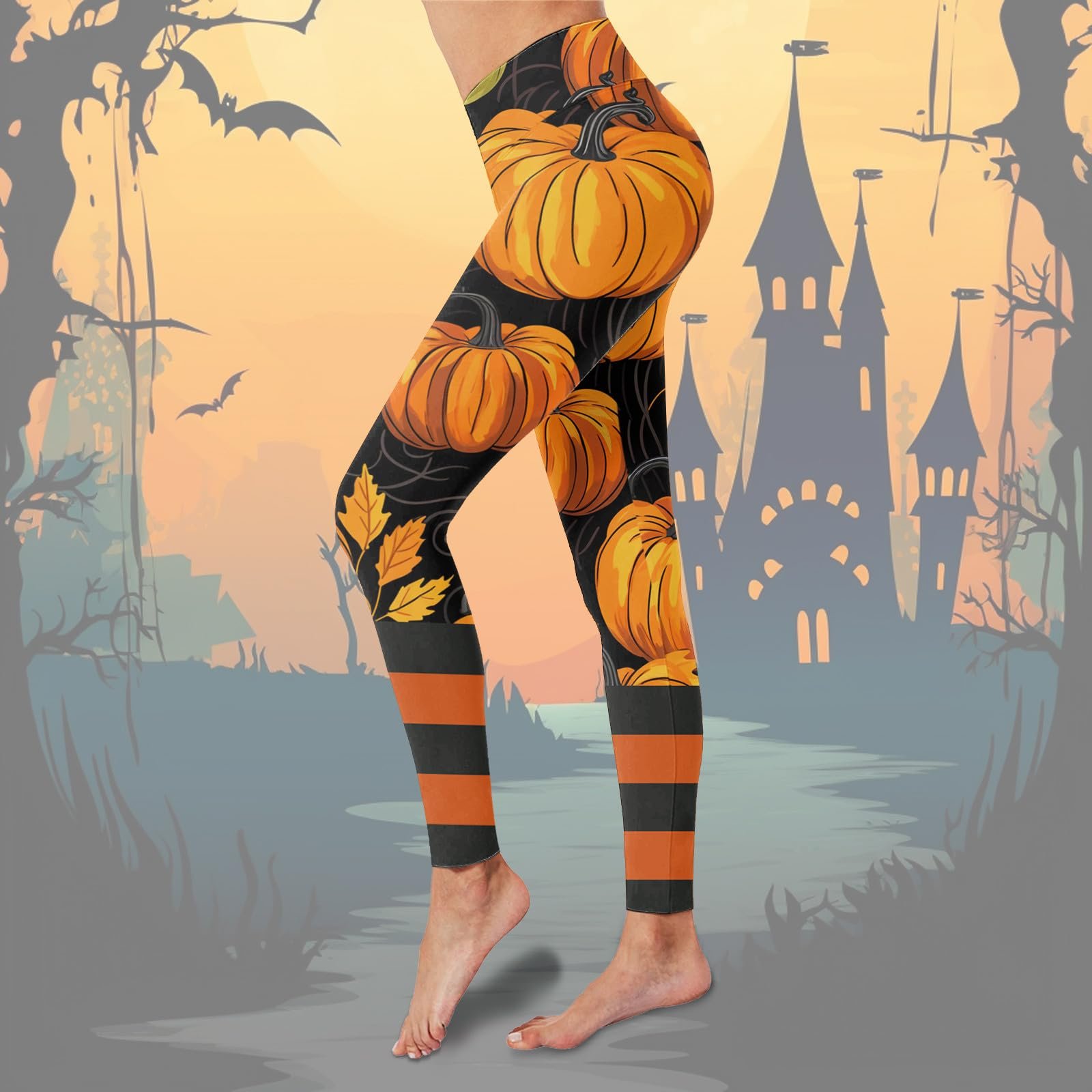 Легінси Відьма Цукерки Halloween Для жінок Bat Butt Lift Для вправ Компресійні тайтси Для жінок М'які та Слім Бігові Милі, фото №2