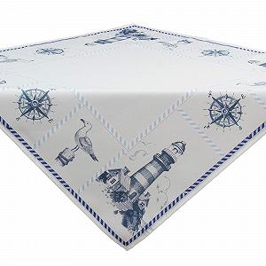 Скатертина 85 x 85 см Поліестер Синя Маяк Морська Тематика synthetic.ua - Фото 1