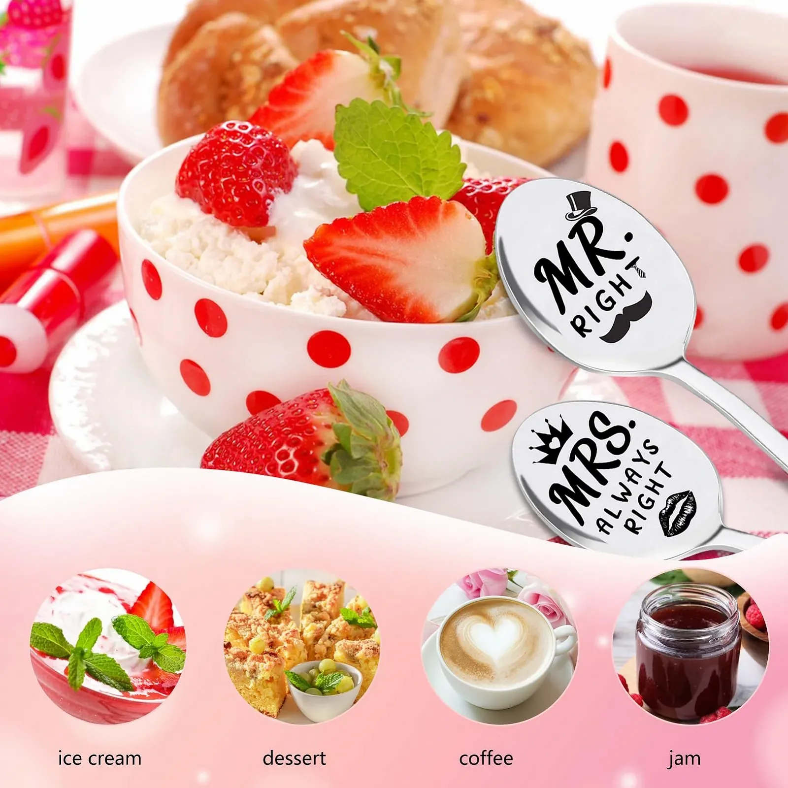 Ложки Mr & Mrs, 2 шт. Кавові з гравіюванням Mr Right Mrs Always Right, фото №7