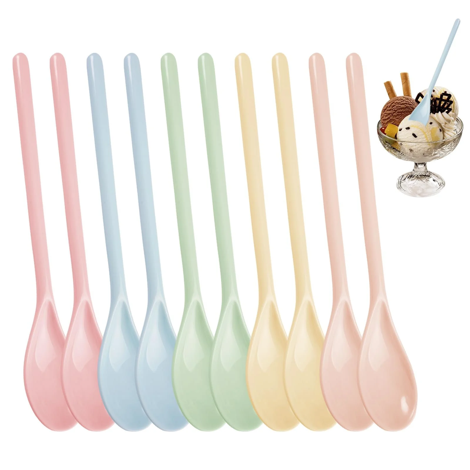 Ложки Меламінові, Набір 10 шт., 18.4 x 2.9 см, Різнокольорові, фото №1 Ложки Меламінові, Набір 10 шт., 18.4 x 2.9 см, Різнокольорові, фото №1