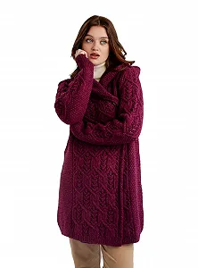 Пальто-шаль с воротником SAOL 100% Merino Wool с пуговицами для женщин - Фото 1