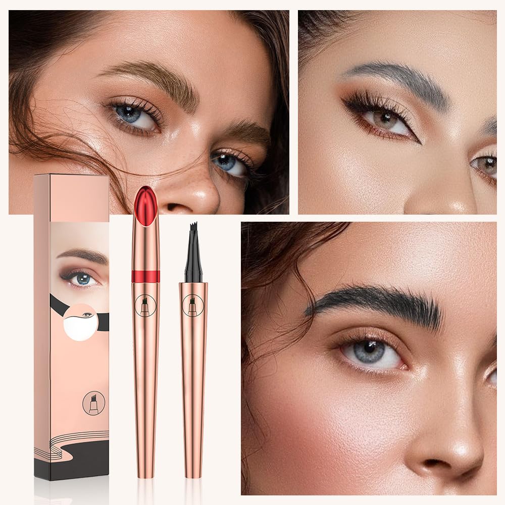 Карандаш для бровей 3D Waterproof Microblading 2 шт. 4 Fork Tips Tattoo Pen 3D Brow Pencil Micro Eyebrow Long-Lasting Waterproof (Коричневый), фото №4