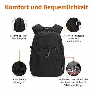 Рюкзак для ноутбука Amazon Basics 15.6 дюймів дорожній Чорний synthetic.ua - Фото 1