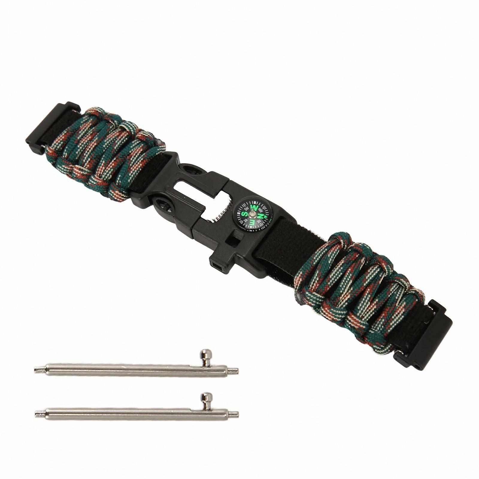 Браслет Paracord зі свистком, компасом, різаком для мотузки, регульованим кресалом, стильний браслет Paracord для кемпінгу та скелелазіння, фото №5